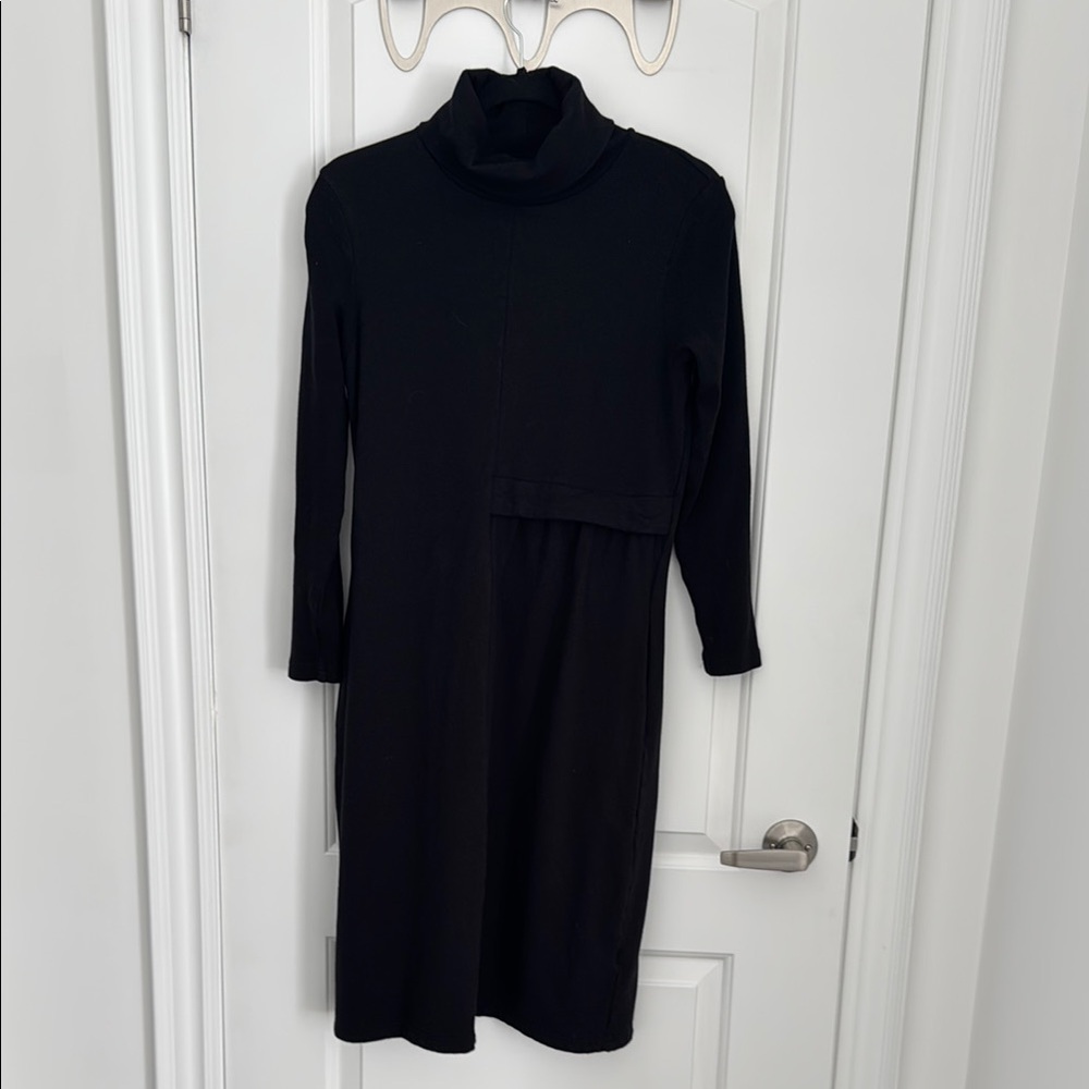 Black Long Sleeve Turtleneck Sheath Dress
